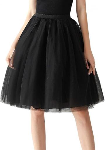 Fusta vaporoasa din dantela neagra cu talie elastica de la Molifag Srl