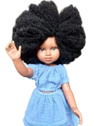 Papusa afro cu par cret 45 cm