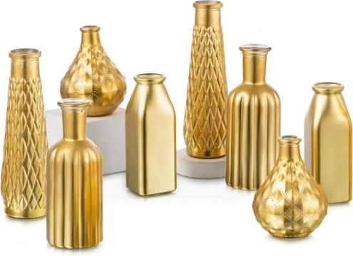 Vaze ornamentale aurii din sticla - set 8 bucati de la Molifag Srl