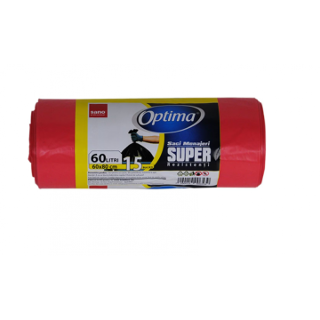 Saci gunoi Super Optima 60litri, 15, 60*80 rosii