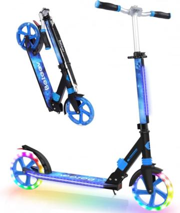 Trotineta pliabila, 2 roti late cu LED-uri, ghidon reglabil de la Molifag Srl