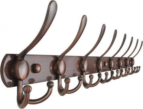 Cuier metalic vintage imitatie lemn 74 cm, 8 carlige mari de la Molifag Srl