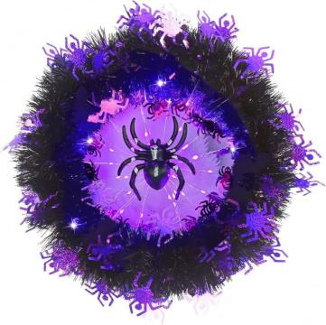 Ornament - coroana de agatat cu paianjen si LED-uri