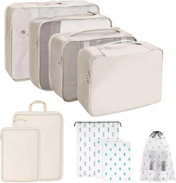 Organizatoare spatiu valize si bagaje - set 10 piese albe