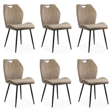 Set 6 scaune bucatarie, living din catifea bej