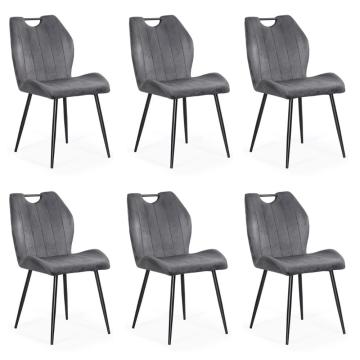 Set 6 scaune bucatarie, living din catifea gri