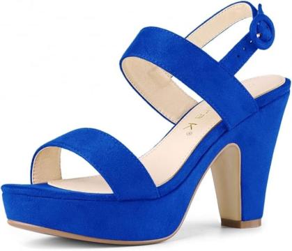 Sandele platforma elegante, cu toc gros, albastre, marimea 4