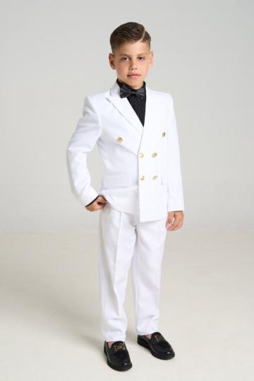 Set complet costum ceremonie baiat 6-12 ani - alb - 5 piese de la Andreeatex