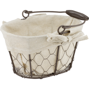 Cos servire paine oval Raki 24,5x20x14cm din metal si panza