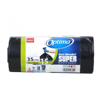 Saci gunoi Sano Optima Super 35litri, 15, 50*70 negri