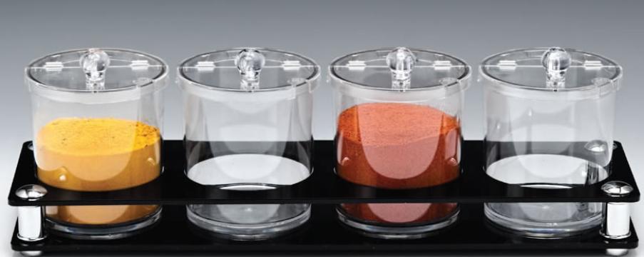 Set borcane din policarbonat 4x750ml cu suport acrilic