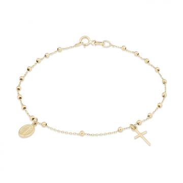 Bratara rozariu din aur galben de 18 Kt cu cruciulita de la Sandra Ferretti Srl
