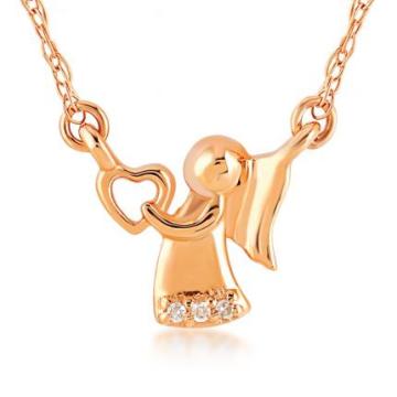 Colier Lyon aur roz 14K cu diamante de 0.01 carate