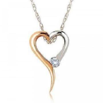 Colier din aur alb de14K cu diamant de 0.02 carate