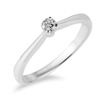 Inel din aur alb de 18K cu diamant de 0.10 carate de la Sandra Ferretti Srl