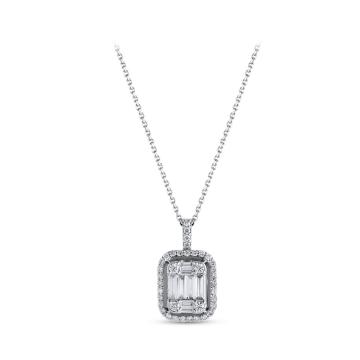 Colier din aur alb de14K cu diamante de 0.21 carate