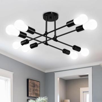 Lampa suspendata vintage din metal, cu sine paralele, bec E2
