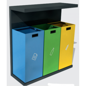 Set 3 cosuri gunoi colectare selectiva, metal, 159 l
