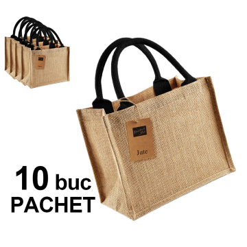 Sacosa iuta, mini, toarta neagra 10 bucati