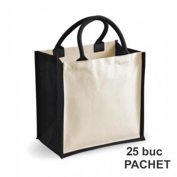 Sacosa bumbac si iuta, toarta neagra, 25 bucati de la Best Media Style Srl
