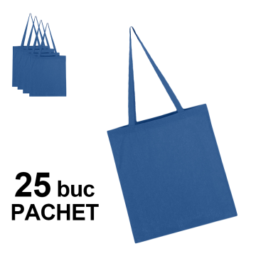 Sacosa bumbac toarta lunga, LH albastru, 25 bucati de la Best Media Style Srl