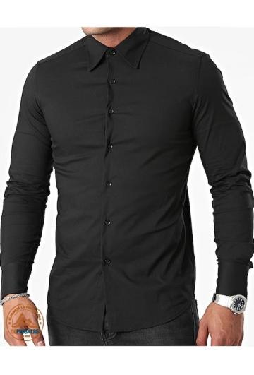 Camasa slim fit neagra bumbac - camasa neagra barbati slim