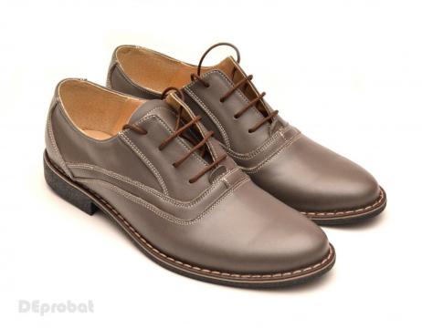 Pantofi barbati piele naturala gri casual-eleganti cu siret de la Deprobat.ro
