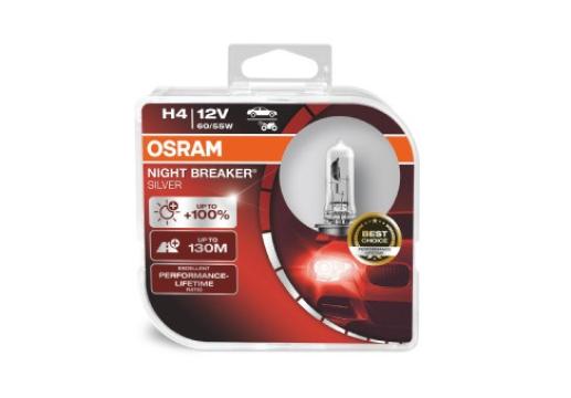 Set 2 becuri 12V H4 60/55 W Night Breaker Silver +100% Osram de la Auto Care Store Srl