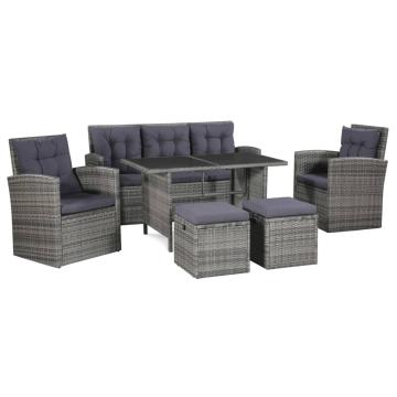 Set mobilier de gradina cu perne, 6 piese, gri