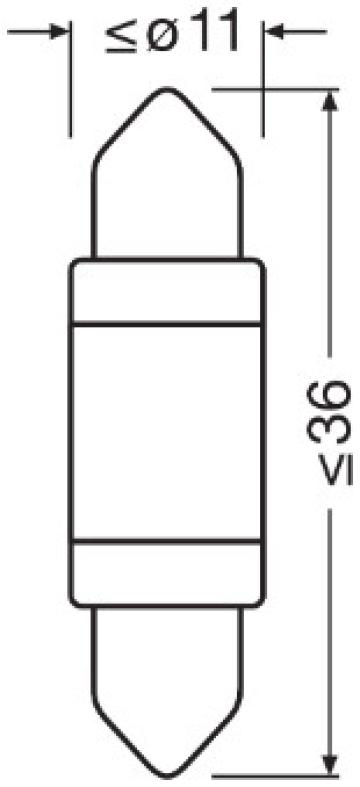 Bec auxiliar cu led 12V (C5W 36mm) White 6000K BLI 1 buc.