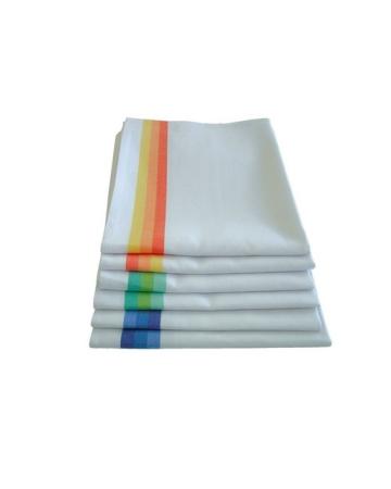 Set 6x prosop bucatarie albe cu dunga de diverse culori de la Ad Horeca Concept Srl