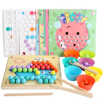 Puzzle imagine cu bile jucarie montessori din lemn de la Leziter Kft.