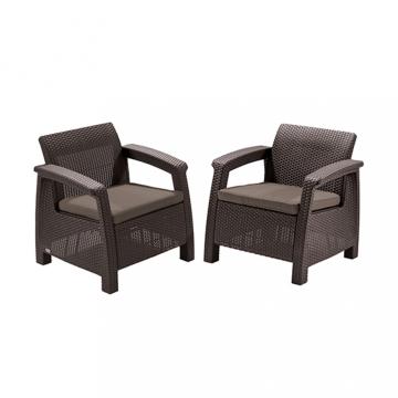 Set fotolii Corfu duo, maro, cu perne taupe calde