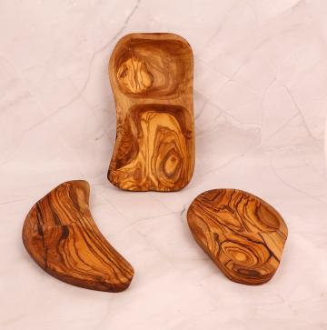 Set 3 platouri din lemn de maslin de la Tradizan