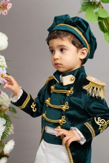 Costum botez Nikolai - verde (1-4 ani) de la Andreeatex