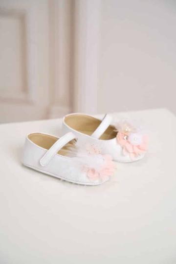 Pantofi botez flori si pene Babywalker MI.1663 - roz de la Andreeatex