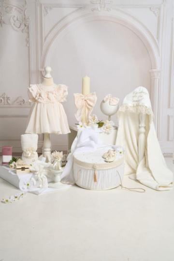 Set complet botez (trusou) - Cora - grej (maneca scurta)