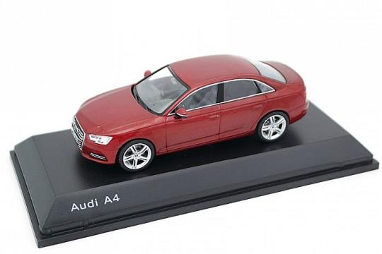 Macheta auto Audi A4 rosu metalizat 2018, 1:43 Spark Dealer