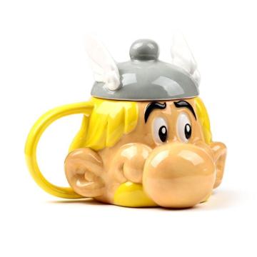 Cana mare ceramica 3D cu capac , Cap de Asterix de la Hobbyplanet Romania
