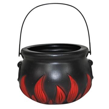 Accesoriu Halloween Ceaun vrajitoare 18 cm negru cu flacari