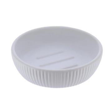 Sapuniera ceramica rotunda striatii - alba de la URBANIX SRL