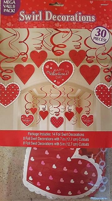 Decoratiuni suspendate amscan cu inimioare rosii si albe