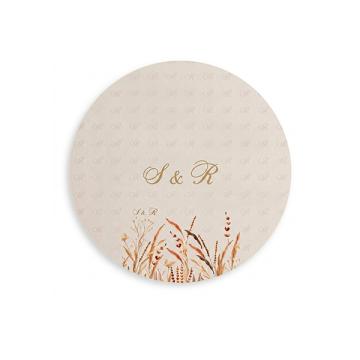 Meniu rotund pentru nunta personalizat, diametru 20 cm de la La Print
