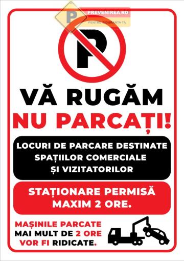 Panou parcare privat - locuri pentru clienti si vizitatori