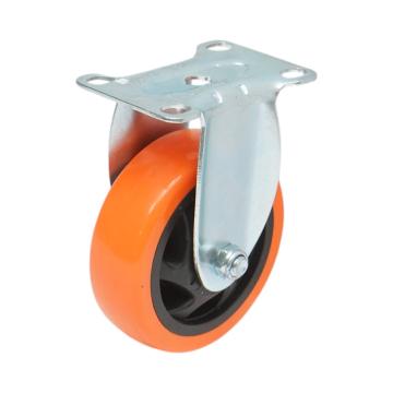 Roata fixa 100x31mm fara frana, PVC portocaliu, placa otel