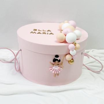 Cutie rotunda trusou personalizata handmade Balerina roz de la Milan Handmade Srl