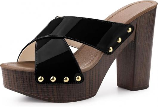 Sandele platforma elegante, cu toc gros, negre, marimea 38 de la Molifag Srl
