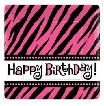 Set 8 farfurii petrecere animal print - Zebra, 18cm carton