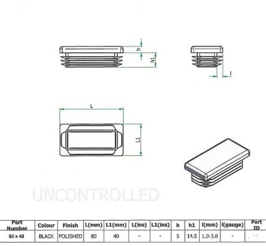 Capac pentru teava rectangulara 80x40