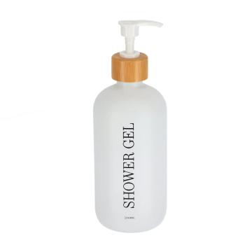 Dispenser gel dus 500ml sticla/ bambus - alb mat de la URBANIX SRL